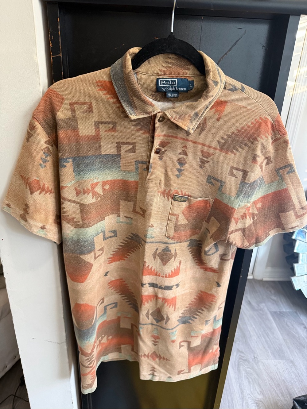 Polo by Ralph Lauren Desert Pattern Short-Sleeve Polo in Beige and Rust